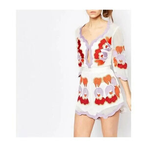 L'Atiste by Amy Floral Cut-Out Romper Size Large